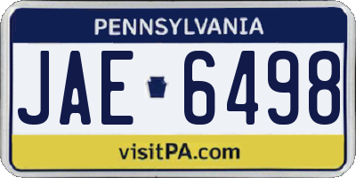 PA license plate JAE6498