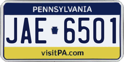 PA license plate JAE6501