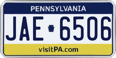 PA license plate JAE6506