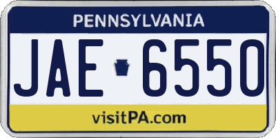 PA license plate JAE6550
