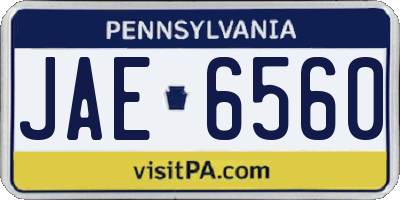 PA license plate JAE6560