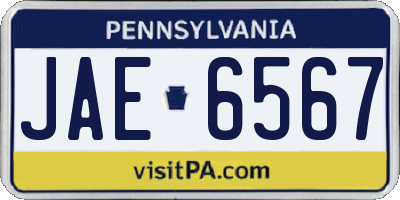 PA license plate JAE6567