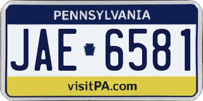 PA license plate JAE6581