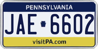 PA license plate JAE6602