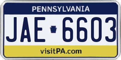 PA license plate JAE6603