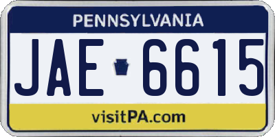 PA license plate JAE6615