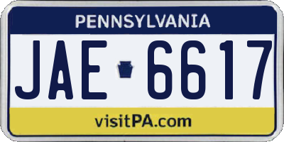 PA license plate JAE6617
