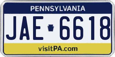 PA license plate JAE6618