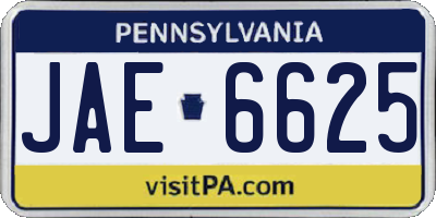 PA license plate JAE6625