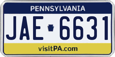 PA license plate JAE6631