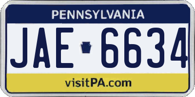 PA license plate JAE6634