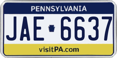 PA license plate JAE6637