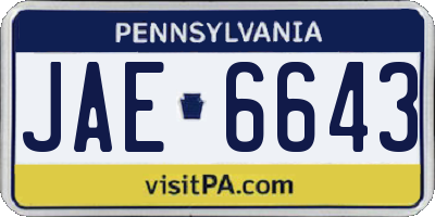 PA license plate JAE6643