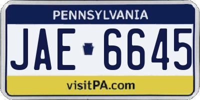 PA license plate JAE6645