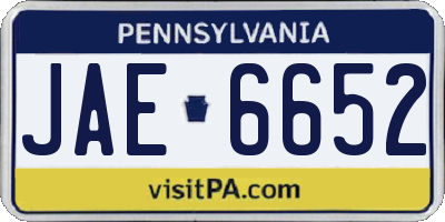 PA license plate JAE6652