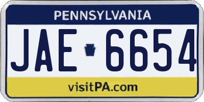 PA license plate JAE6654