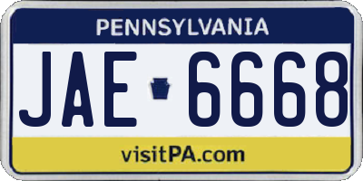 PA license plate JAE6668