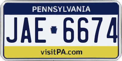 PA license plate JAE6674