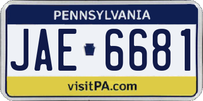 PA license plate JAE6681