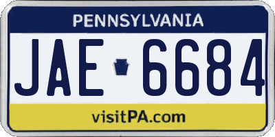 PA license plate JAE6684