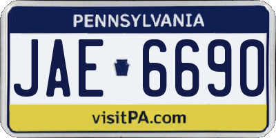 PA license plate JAE6690