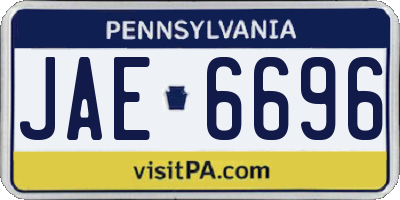 PA license plate JAE6696