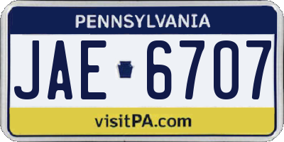 PA license plate JAE6707