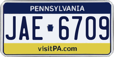 PA license plate JAE6709