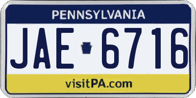 PA license plate JAE6716