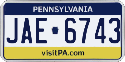 PA license plate JAE6743