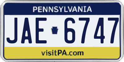PA license plate JAE6747