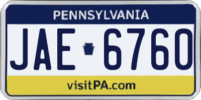 PA license plate JAE6760