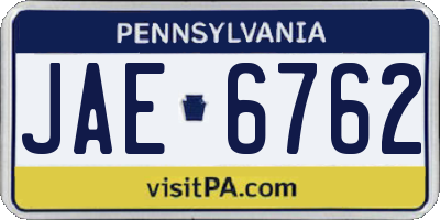 PA license plate JAE6762