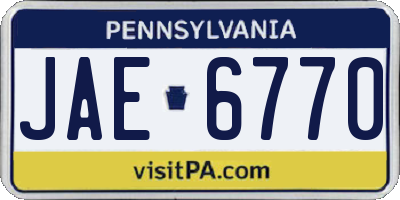 PA license plate JAE6770