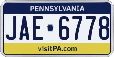 PA license plate JAE6778