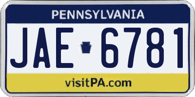 PA license plate JAE6781