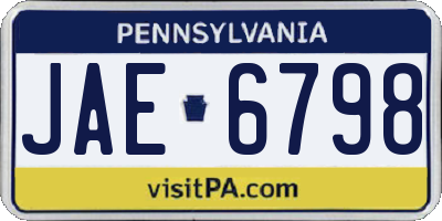 PA license plate JAE6798