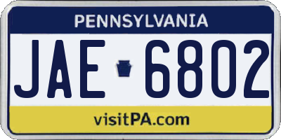 PA license plate JAE6802