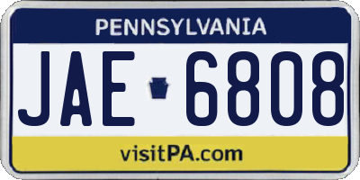 PA license plate JAE6808