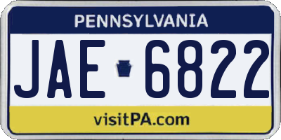 PA license plate JAE6822