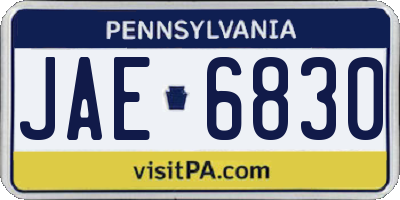 PA license plate JAE6830