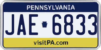 PA license plate JAE6833