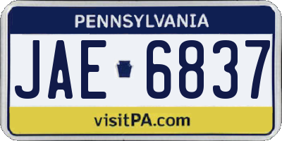 PA license plate JAE6837