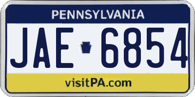 PA license plate JAE6854