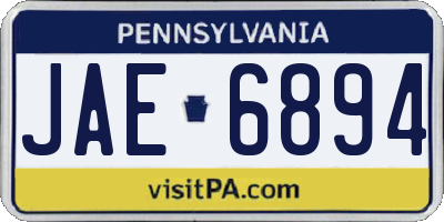PA license plate JAE6894