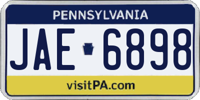 PA license plate JAE6898