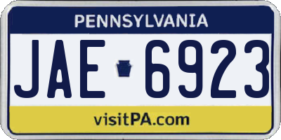 PA license plate JAE6923