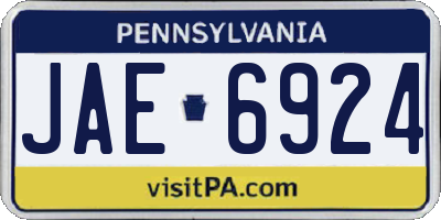 PA license plate JAE6924