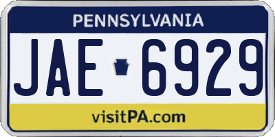 PA license plate JAE6929