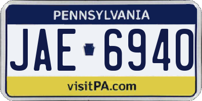 PA license plate JAE6940